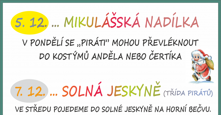 MIKULÁŠSKÁ NADÍLKA A SOLNÁ JESKYNĚ